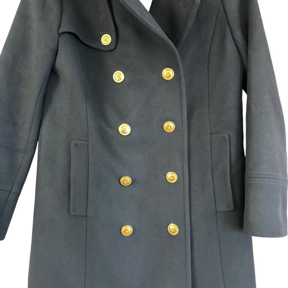 J. Crew Wool Cashmere Double Breasted Pea Coat Black Women’s 4 Preppy Luxury - Picture 9 of 15